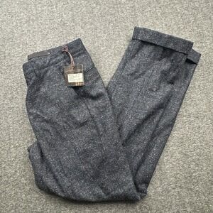 Corbin Pants Black Color Speckled Silk Wool Cuffed Men's Sz 34x32 Dress